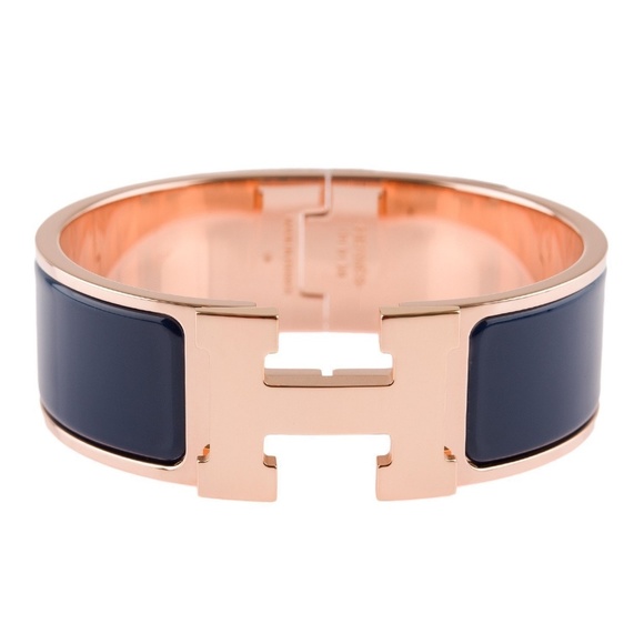 Hermes Jewelry - 🌹HERMES 100% AUTHENTIC Clic Clac ROSE GOLD Bleu